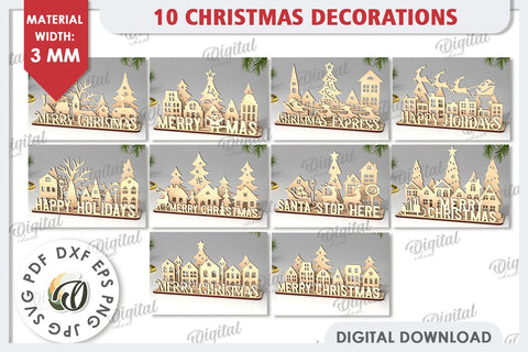 Christmas Decorations Laser Cut Bundle. XMas Home Decor SVG SVG Evgenyia Guschina 
