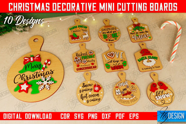 Christmas Decorative Cutting Board Bundle | Wall Decor | Mini Cutting Boards | CNC Files SVG Fly Design 