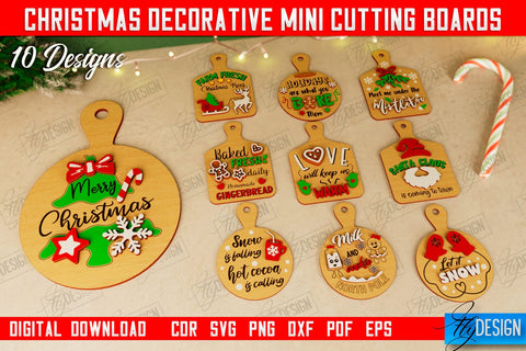 Christmas Decorative Cutting Board Bundle | Wall Decor | Mini Cutting Boards | CNC Files SVG Fly Design 