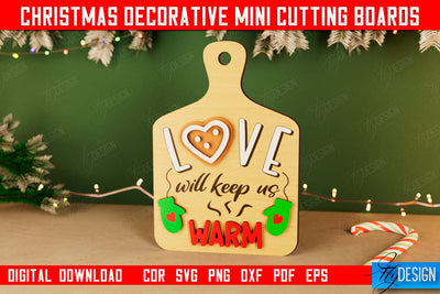 Christmas Decorative Cutting Board | Wall Decor | Mini Cutting Boards | CNC File SVG Fly Design 