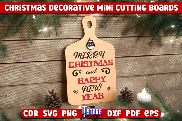 Christmas Decorative Cutting Board | Wall Decor | Mini Cutting Boards | New Year | CNC File SVG The T Store Design 