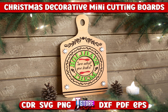 Christmas Decorative Cutting Board | Wall Decor | Mini Cutting Boards | New Year | CNC File SVG The T Store Design 