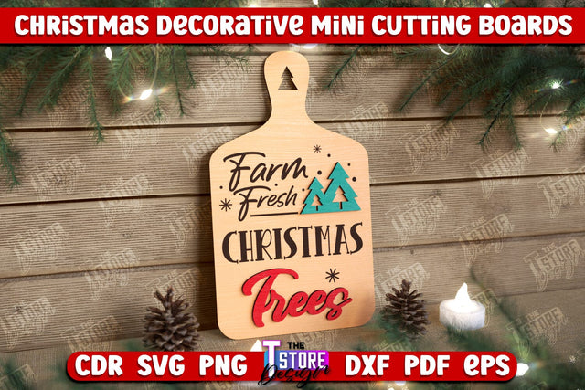 Christmas Decorative Cutting Board | Wall Decor | Mini Cutting Boards | New Year | CNC File SVG The T Store Design 