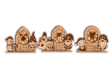 Christmas Decorative Doors Set, Ornaments Template, Laser Cut Files SVG LaserCutano 