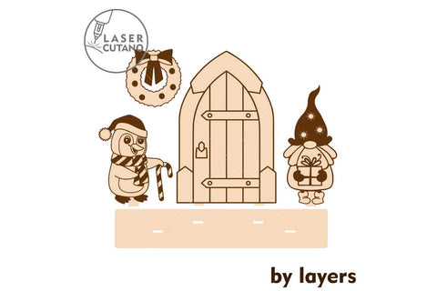 Christmas Decorative Doors Set, Ornaments Template, Laser Cut Files SVG LaserCutano 