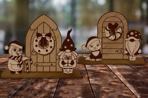 Christmas Decorative Doors Set, Ornaments Template, Laser Cut Files SVG LaserCutano 