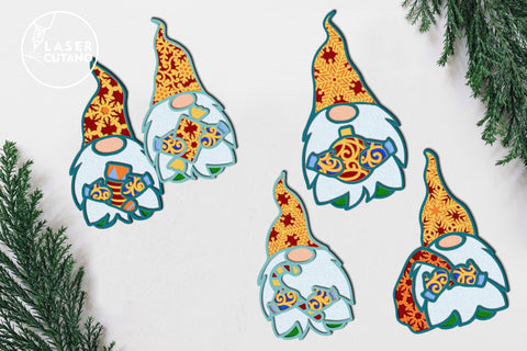 Christmas Decorative Gnomes Set Laser Cut Templates SVG LaserCutano 