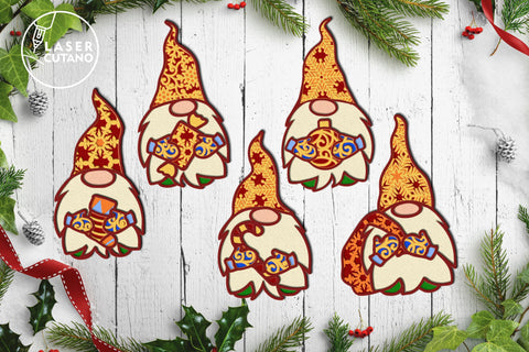 Christmas Decorative Gnomes Set Laser Cut Templates SVG LaserCutano 