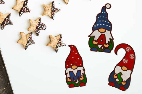 Christmas Decorative Gnomes With Letters, Cut Files SVG LaserCutano 