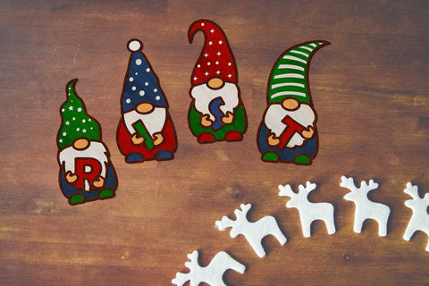 Christmas Decorative Gnomes With Letters, Cut Files SVG LaserCutano 