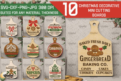 Christmas decorative mini cutting boards Laser Cut Bundle SVG Evgenyia Guschina 