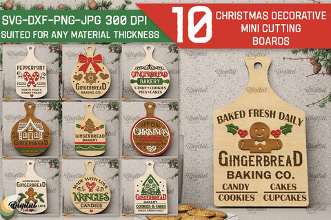 Christmas decorative mini cutting boards Laser Cut Bundle SVG Evgenyia Guschina 