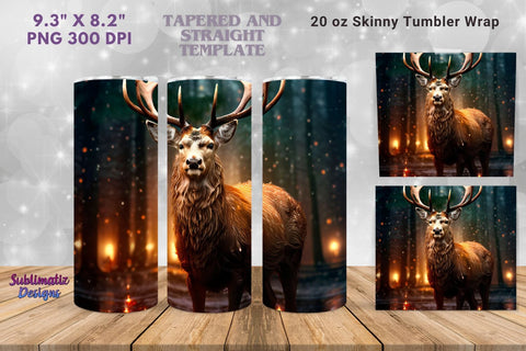 Christmas Deer 20 oz Skinny Wrap | 20 oz Skinny Tumbler Wrap Sublimation Christmas Design Sublimation Sublimatiz Designs 