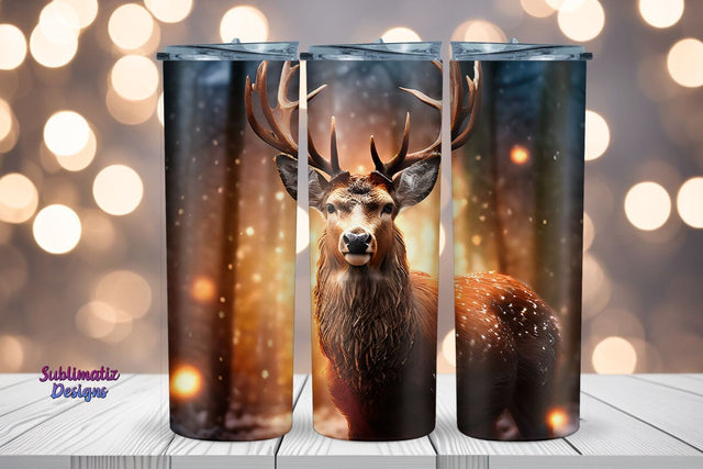 Christmas Deer 20 oz Tumbler Wrap | 20 oz Skinny Tumbler Wrap Sublimation Christmas Design Sublimation Sublimatiz Designs 