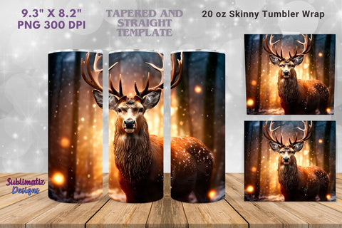 Christmas Deer 20 oz Tumbler Wrap | 20 oz Skinny Tumbler Wrap Sublimation Christmas Design Sublimation Sublimatiz Designs 