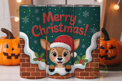 Christmas Deer 20oz Tumbler Design Sublimation PixelChick 