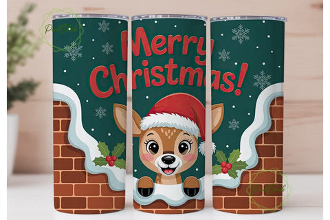Christmas Deer 20oz Tumbler Design Sublimation PixelChick 