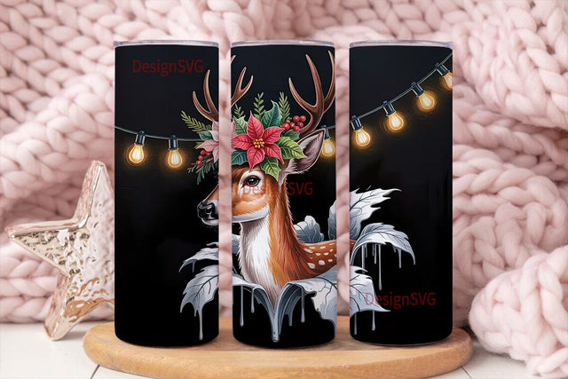 Christmas Deer 20oz Tumbler Wrap Sublimation DesignSVG 