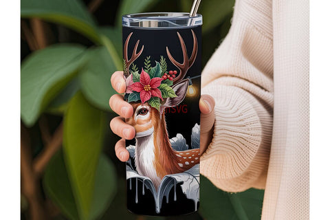 Christmas Deer 20oz Tumbler Wrap Sublimation DesignSVG 
