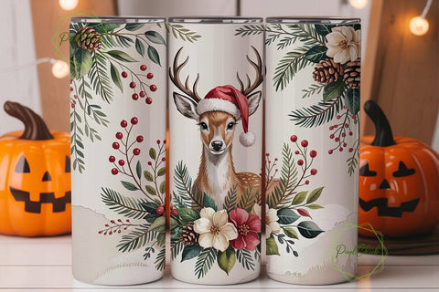 Christmas Deer 20oz Tumbler Wrap Sublimation PixelChick 
