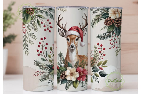 Christmas Deer 20oz Tumbler Wrap Sublimation PixelChick 