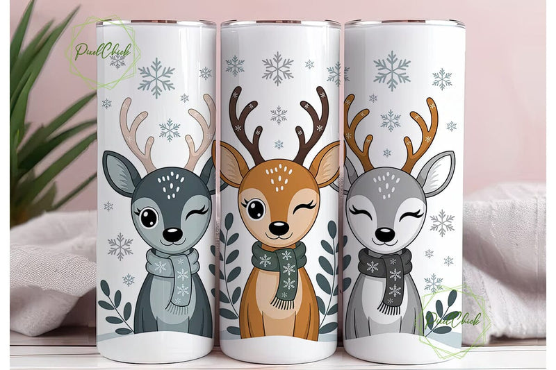 Christmas Deer 20oz Tumbler Wrap Sublimation PixelChick 