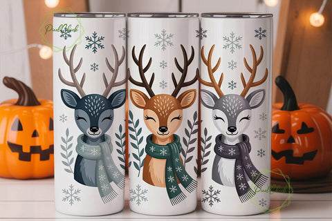 Christmas Deer 20oz Tumbler Wrap Sublimation PixelChick 