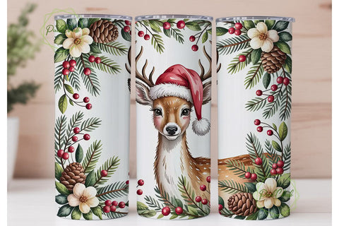 Christmas Deer 20oz Tumbler Wrap Sublimation PixelChick 