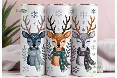 Christmas Deer 20oz Tumbler Wrap Sublimation PixelChick 
