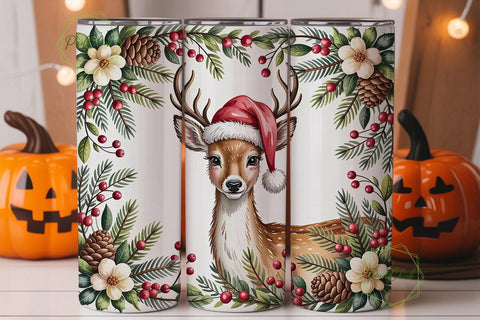 Christmas Deer 20oz Tumbler Wrap Sublimation PixelChick 