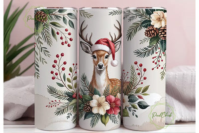 Christmas Deer 20oz Tumbler Wrap Sublimation PixelChick 