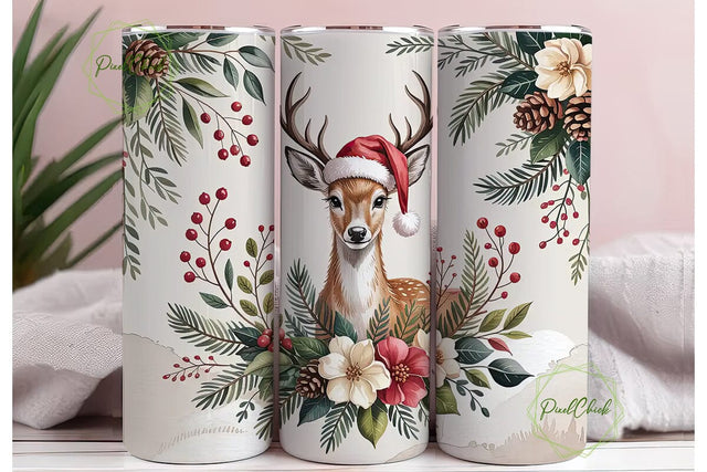 Christmas Deer 20oz Tumbler Wrap Sublimation PixelChick 