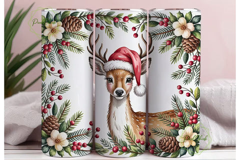 Christmas Deer 20oz Tumbler Wrap Sublimation PixelChick 
