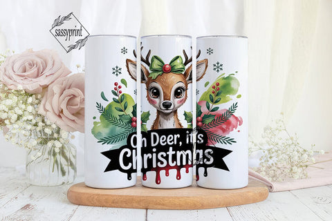 Christmas Deer 20oz Tumbler Wrap Sublimation sassyprint 