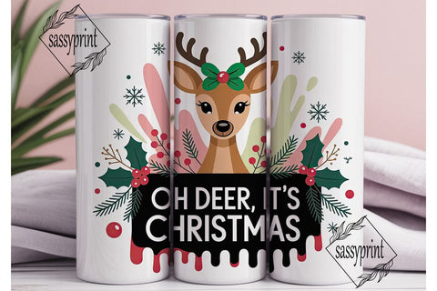Christmas Deer 20oz Tumbler Wrap Sublimation sassyprint 