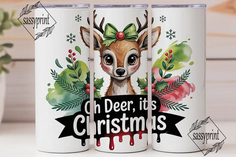 Christmas Deer 20oz Tumbler Wrap Sublimation sassyprint 