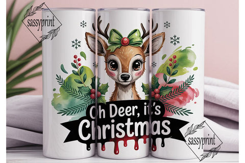 Christmas Deer 20oz Tumbler Wrap Sublimation sassyprint 