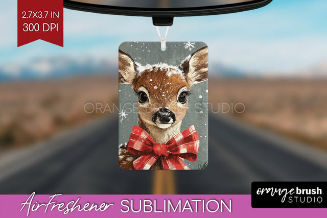 Christmas Deer Air Freshener PNG - Vintage Christmas Design Sublimation OrangeBrushStudio 