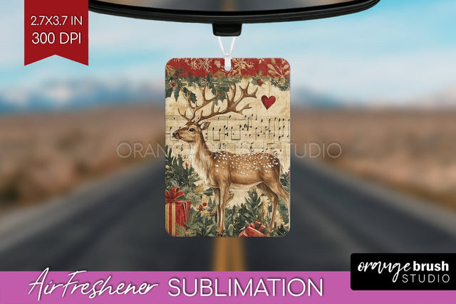 Christmas Deer Air Freshener PNG - Vintage Christmas Design Sublimation OrangeBrushStudio 