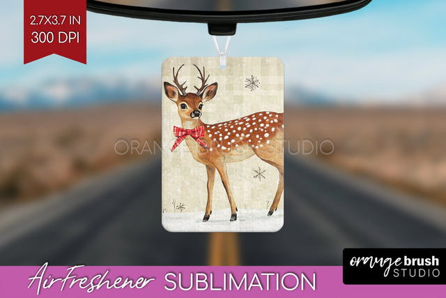 Christmas Deer Air Freshener PNG - Vintage Christmas Design Sublimation OrangeBrushStudio 