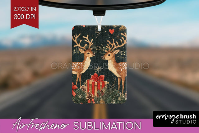 Christmas Deer Air Freshener PNG - Vintage Christmas Design Sublimation OrangeBrushStudio 