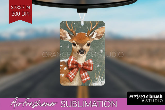 Christmas Deer Air Freshener PNG - Vintage Christmas Design Sublimation OrangeBrushStudio 