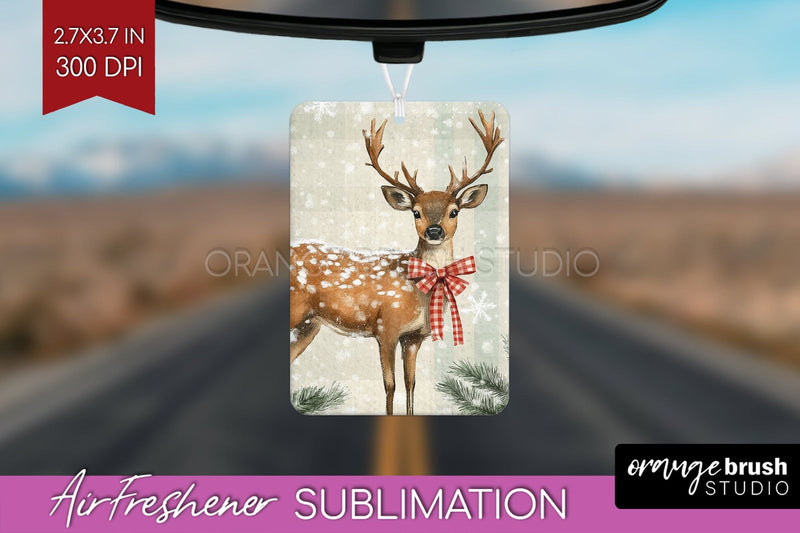 Christmas Deer Air Freshener PNG - Vintage Christmas Design Sublimation OrangeBrushStudio 