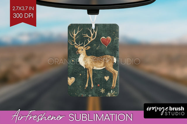 Christmas Deer Air Freshener PNG - Vintage Christmas Design Sublimation OrangeBrushStudio 
