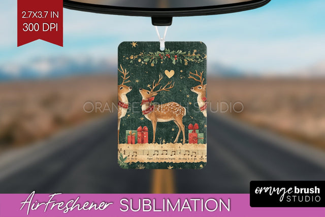 Christmas Deer Air Freshener PNG - Vintage Christmas Design Sublimation OrangeBrushStudio 