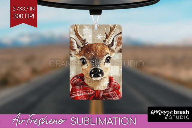 Christmas Deer Air Freshener PNG - Vintage Christmas Design Sublimation OrangeBrushStudio 