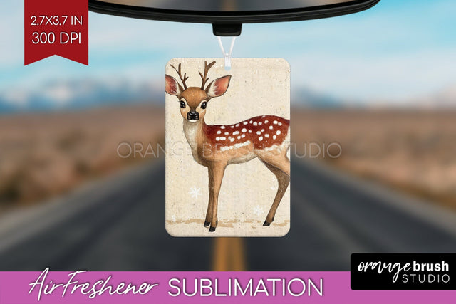 Christmas Deer Air Freshener PNG - Vintage Christmas Design Sublimation OrangeBrushStudio 