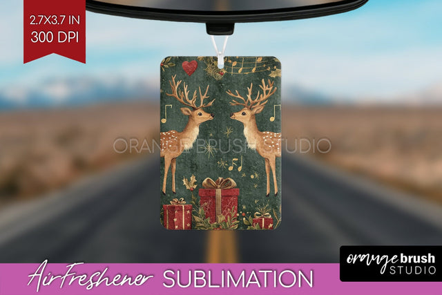 Christmas Deer Air Freshener PNG - Vintage Christmas Design Sublimation OrangeBrushStudio 
