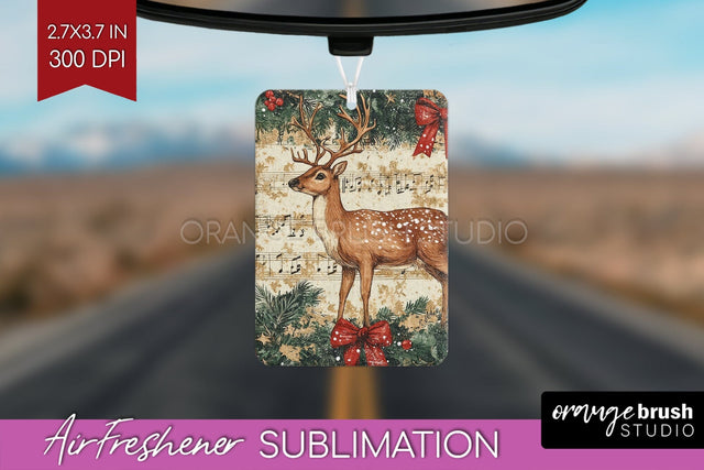 Christmas Deer Air Freshener PNG - Vintage Christmas Design Sublimation OrangeBrushStudio 