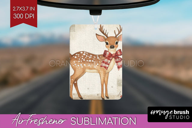 Christmas Deer Air Freshener PNG - Vintage Christmas Design Sublimation OrangeBrushStudio 
